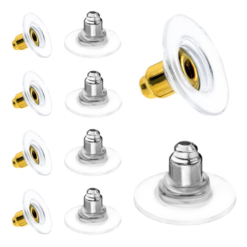 Chunney 100 Pairs Clutch Earring Backs with Pad Earring Safety Backs, Silver and Gold - Image 1